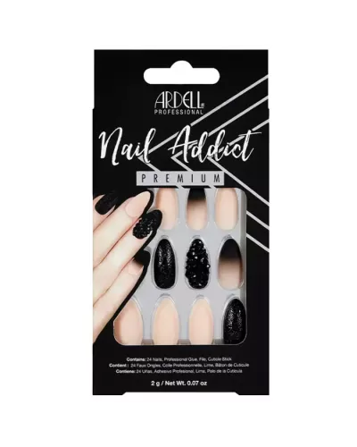 Ardell Nail Addict Black Stud y Pink Ombre False Nails