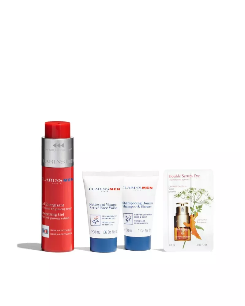 Set Clarins Men Gel Energizante 50ml Champú 30ml Limpiador 30ml