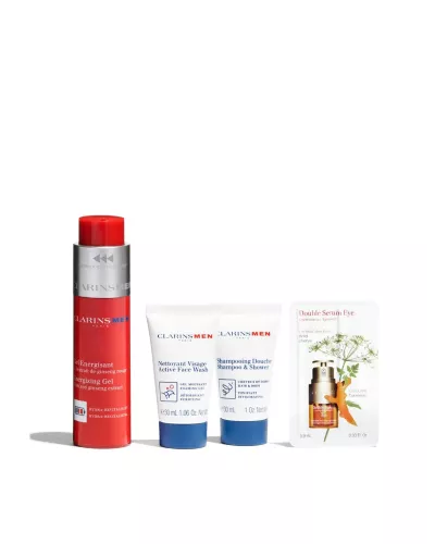 Set Clarins Men Gel Energizante 50ml Champu 30ml Limpiador 30m@