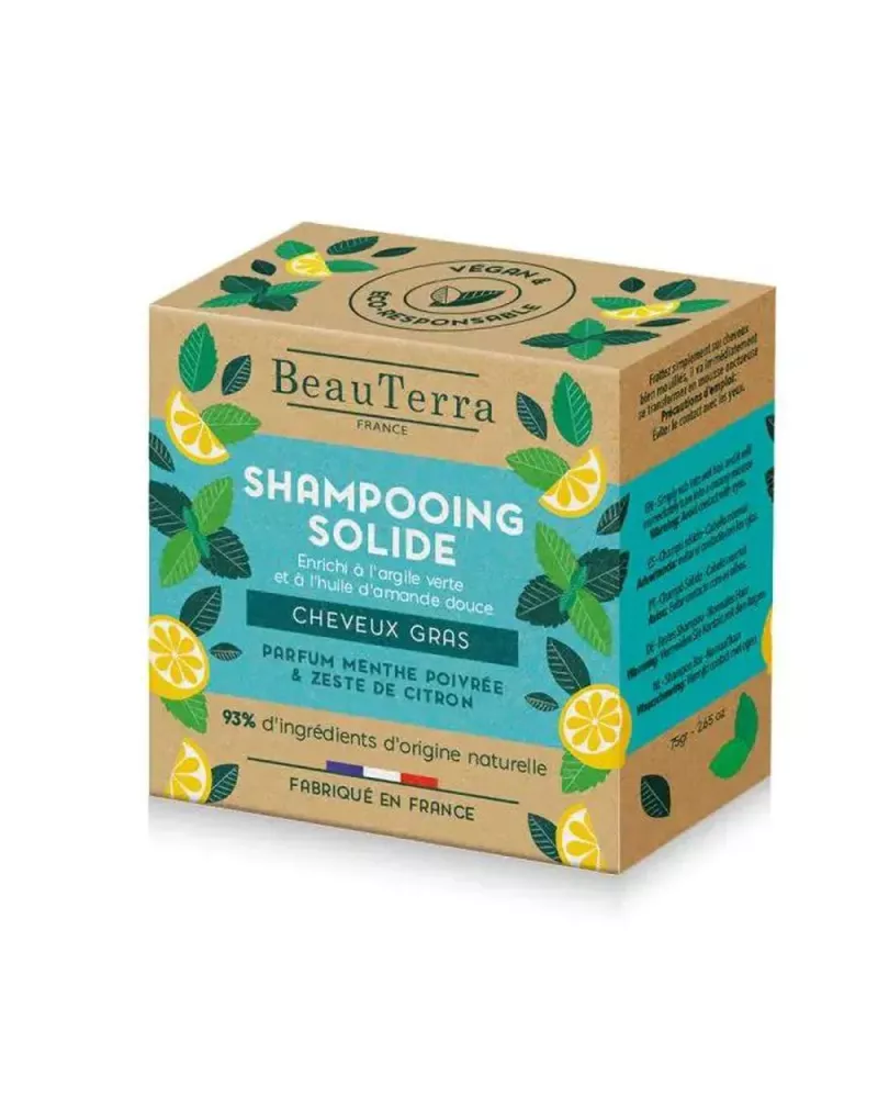 Beauterra Solide Champú De Menta y Cáscara De Limón 75g