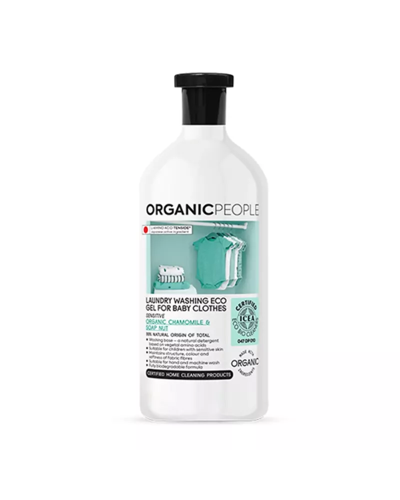 Organic People Eco Gel para Lavado de Ropa de Bebé Manzanilla y Nuez de Jabón 200ml