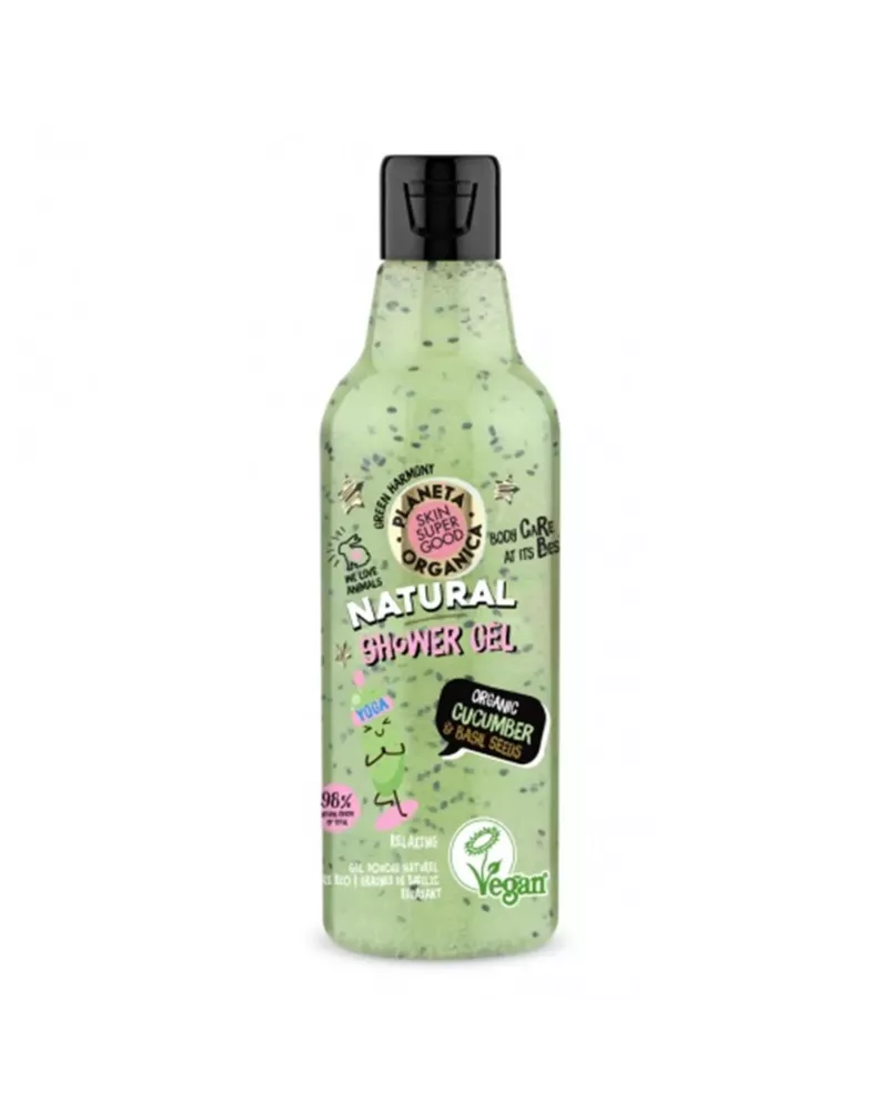 Gel de baño natural Skin Super Good de pepino orgánico y semillas de albahaca 250 ml