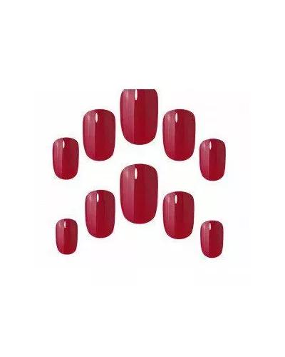 Elegant Touch Polished Colour 24 Nails With Glue Squoval Rich Red