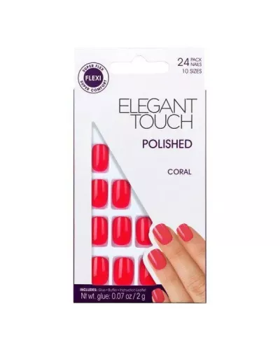 Elegant Touch Core Colour Nails With Glue Squoval Midnight Black 24 U