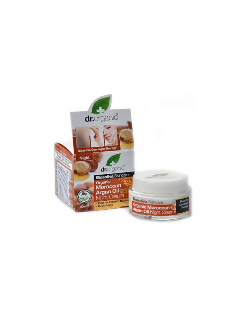 Dr Organic Crema hidratante de noche con aceite de argán de Marruecos 50ml