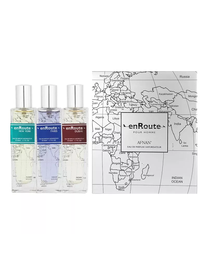 Afnan Enroute Eau de Parfum Pour Homme New York 50 ml, Paris 50 ml y Dubái 50 ml