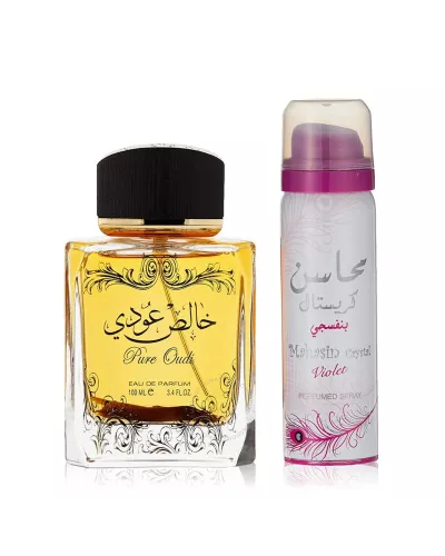 Lattafa Pure Oudi Eau De Parfum 100ml Spray Desodorante 50ml Spray