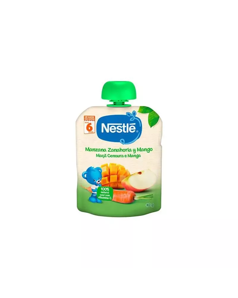 Nestle Nestlé Bolsita Manzana, Zanahoria y Mango 6m 90g