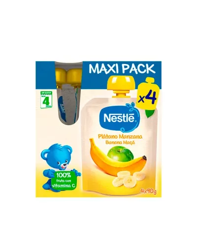 Nestlé Bolsita Plátano Manzana 4x90g