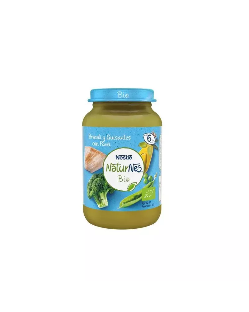Nestle Nestlé Naturnes Bio Tarrito Brócoli, Guisantes y Pavo 6m 190g