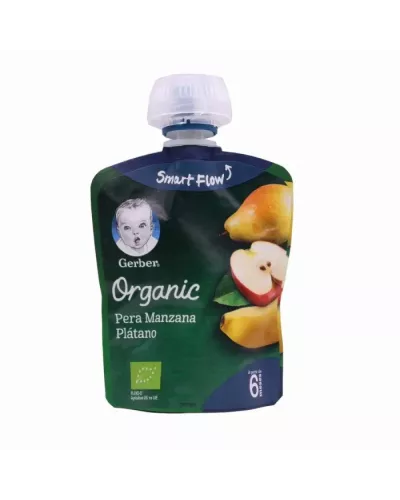 Gerber Organic Pera Manzana Plátano 4X