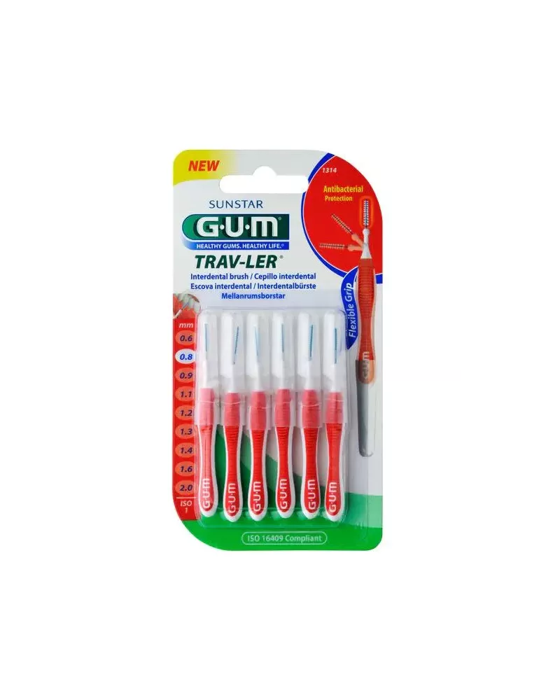 Sunstar Gum Trav-Ler Cepillo Interdental Iso1 1314 0,8mm 6 Unidades