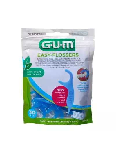 Gum Sunstar Easy Flossers Menthe Fraîche Vit-E Fluor 30 Unités