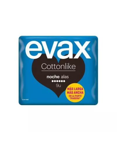Evax Cottonlike Nuit Avec Ailettes Serviettes Hygiéniques 9 Unités