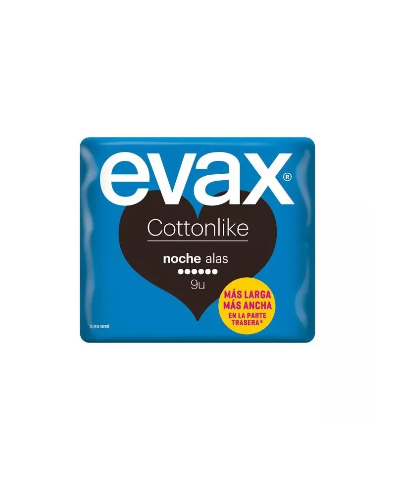 Evax Cottonlike Nuit Avec Ailettes Serviettes Hygiéniques 9 Unités