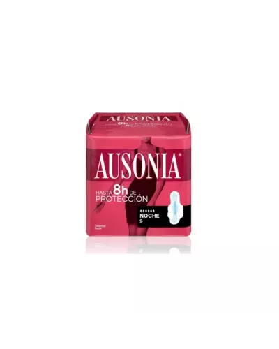 Ausonia Nuit Avec Ailettes Serviettes Hygiéniques 9 Unités
