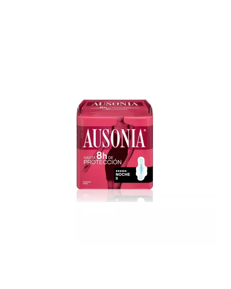 Ausonia Nuit Avec Ailettes Serviettes Hygiéniques 9 Unités
