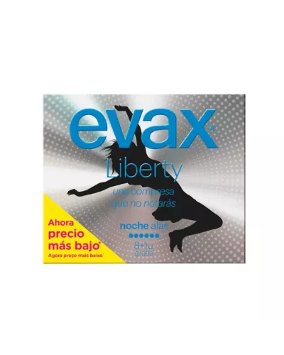 Evax Liberty Nuit Normal Avec Ailettes Serviettes Hygiéniques 12 Unités