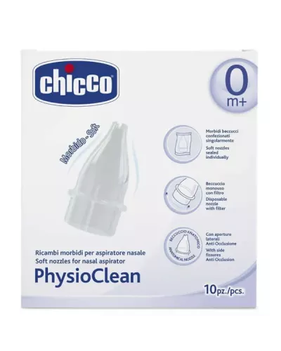 Chicco PhysioClean Soft Nozzles For Nasal Aspirator 0M+ 10 Units