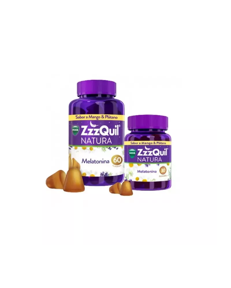 Zzzquil Natura Mélatonine Mangue & Banane 60+30 Unités