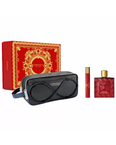 Versace Eros Flame Eau De Parfum Spray 100ml Set 3 Piezas