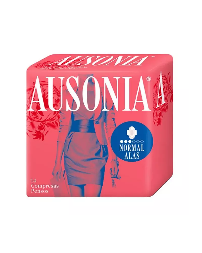 Ausonia Normal Avec Ailettes Serviettes Hygiéniques 14 Unités