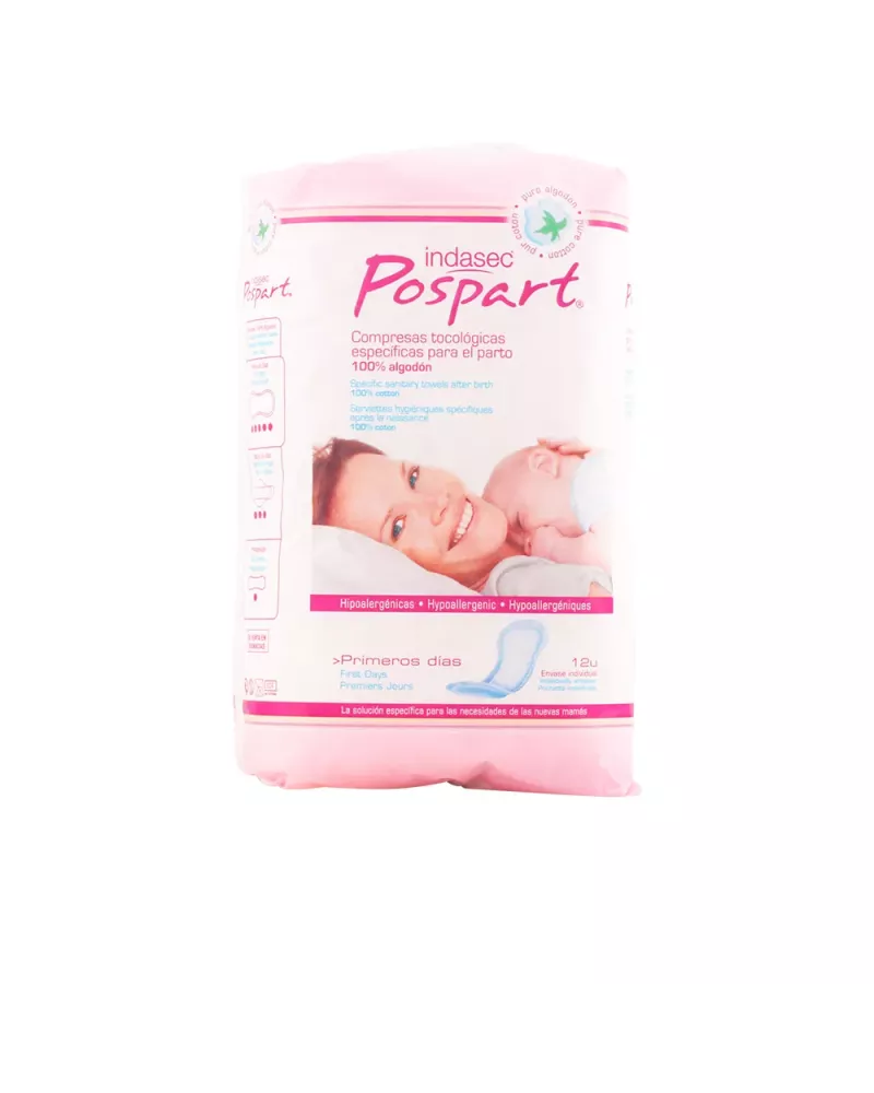 Indasec Pospart Tocological Compresses 100% Coton 12 Unités