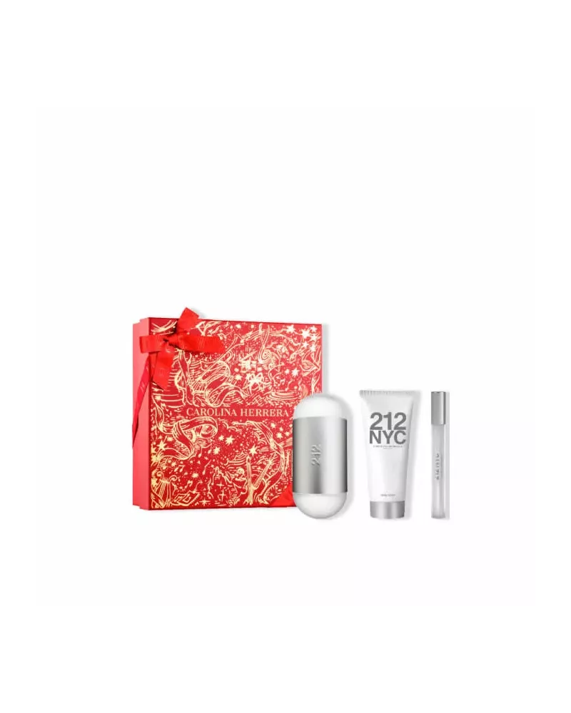 Carolina Herrera 212 NYC Eau de Toilette Spray 100ml Gift Set with 3 Items