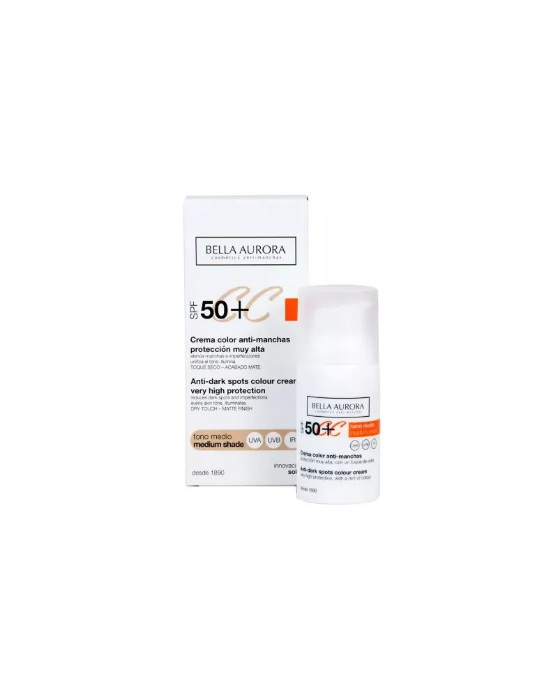Bella Aurora CC Crema Anti Manchas Spf50 Tono Medio 30ml