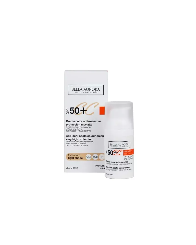 Bella Aurora CC Crema Anti Manchas Spf50 Tono Claro 30ml