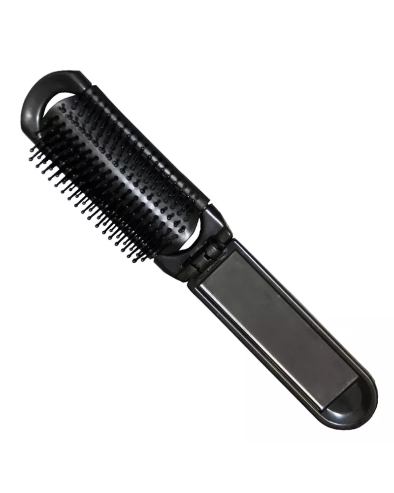 Eurostil Plegable Negro Negro Cepillo De Pelo Con Espejo Negro Negro 1un