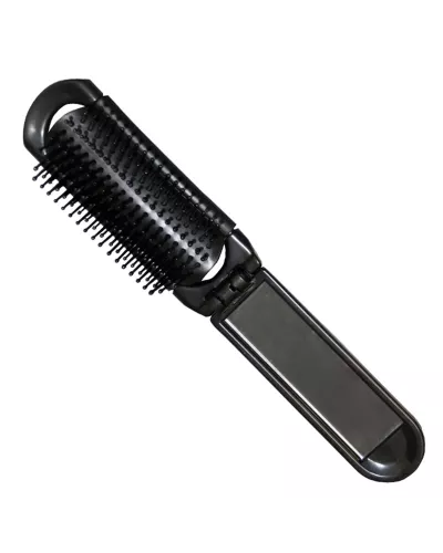 Eurostil Plegable Negro Negro Cepillo De Pelo Con Espejo Negro Negro 1un