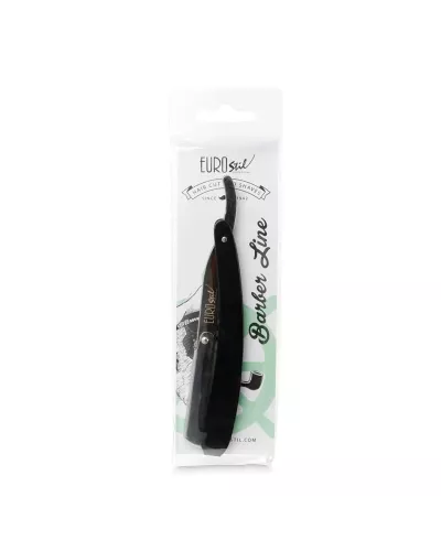 Eurostil Barber Line Navaja De Afeitar Hoja Intercambiable Mango Negro 1un