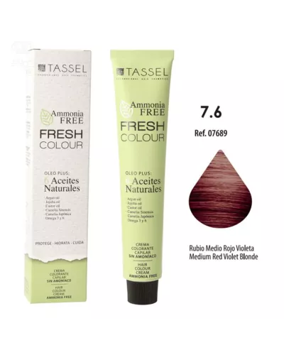 Eurostil Fresh Colour Crema Decolorante 7,6 Rubio Medio Rojo Violeta Sin Amoniaco 1un