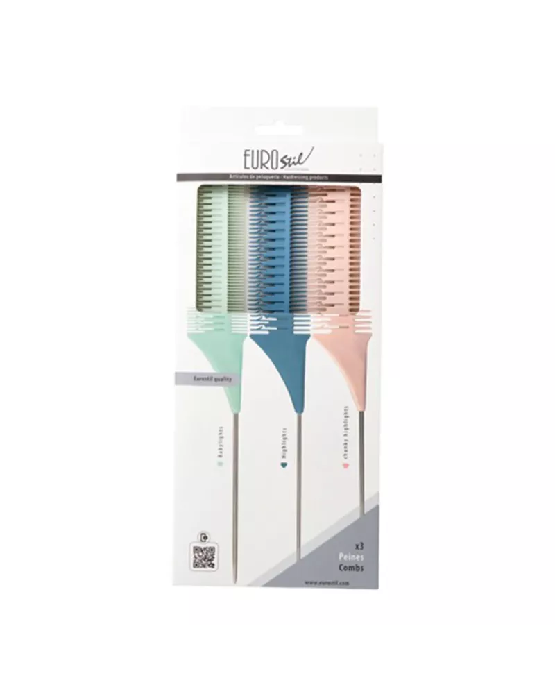 Eurostil Colores Set Peines Mechas 3un