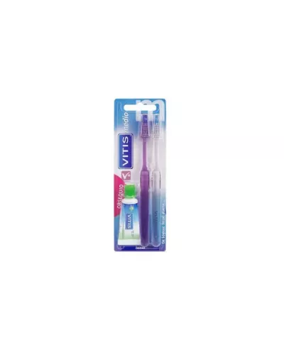 Vitis Cepillo Duplo Medio + Anticaries 15ml