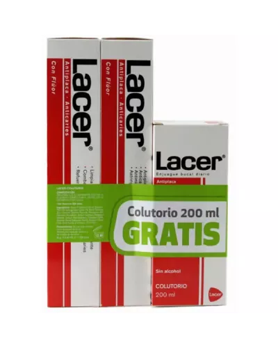 Lacer Duplo Antiplaque-Anticaries Toothpaste 125ml + Mouthwash 200ml