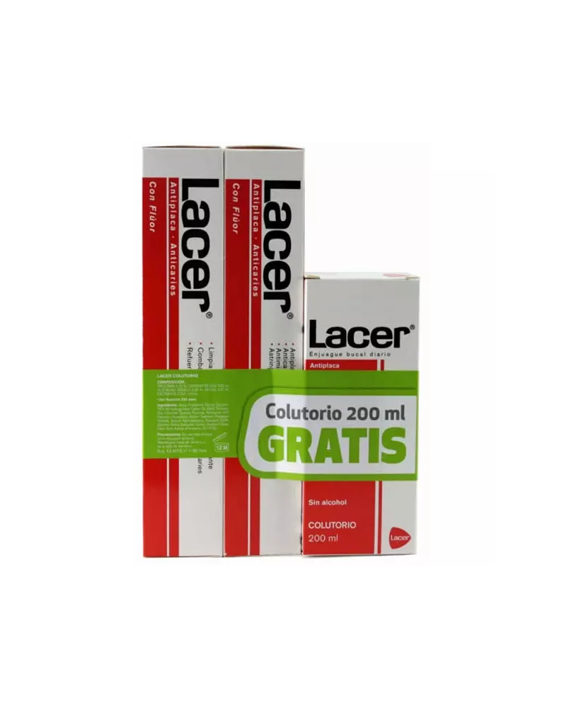 Lacer Duplo Antiplaque-Anticaries Toothpaste 125ml + Mouthwash 200ml