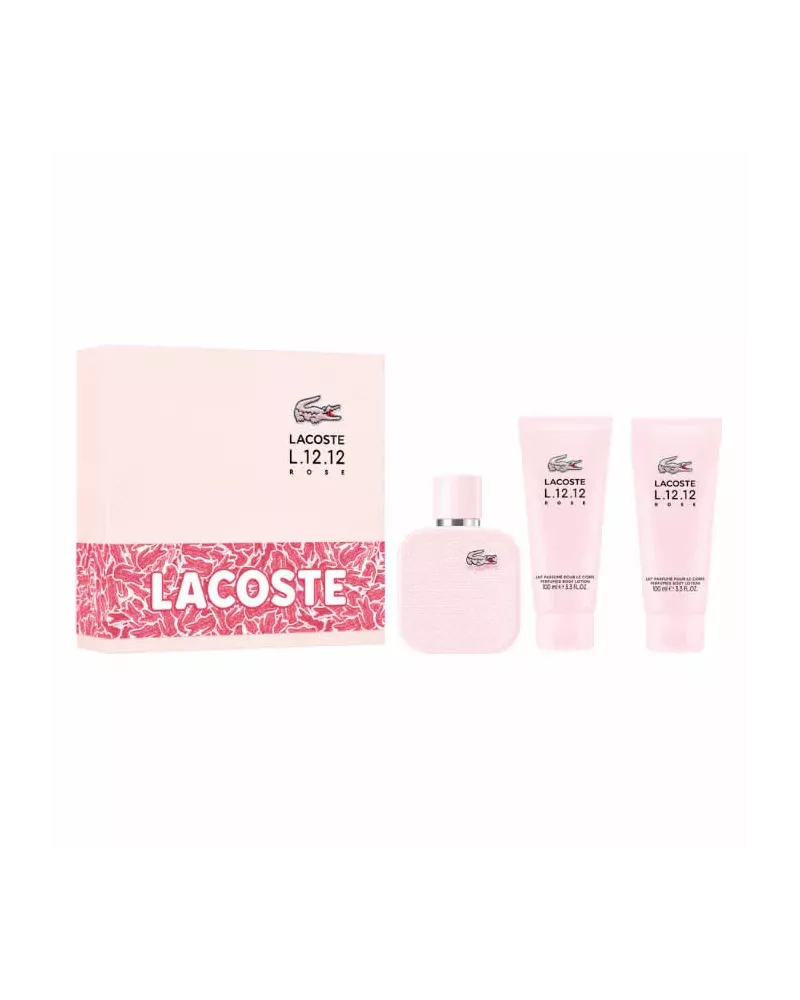 Lacoste L.12.12 Rose Eau de Parfum Spray 100ml Set de 3 Productos