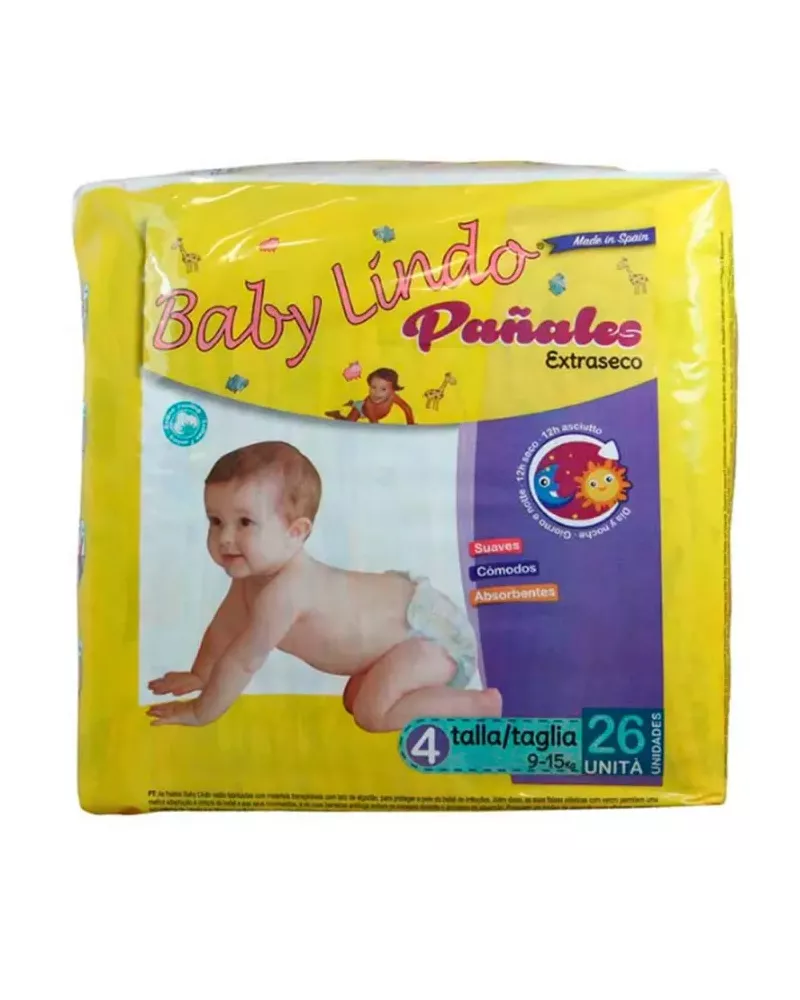 Baby Lindo Diapers T4 9-15 Kg 26 Units