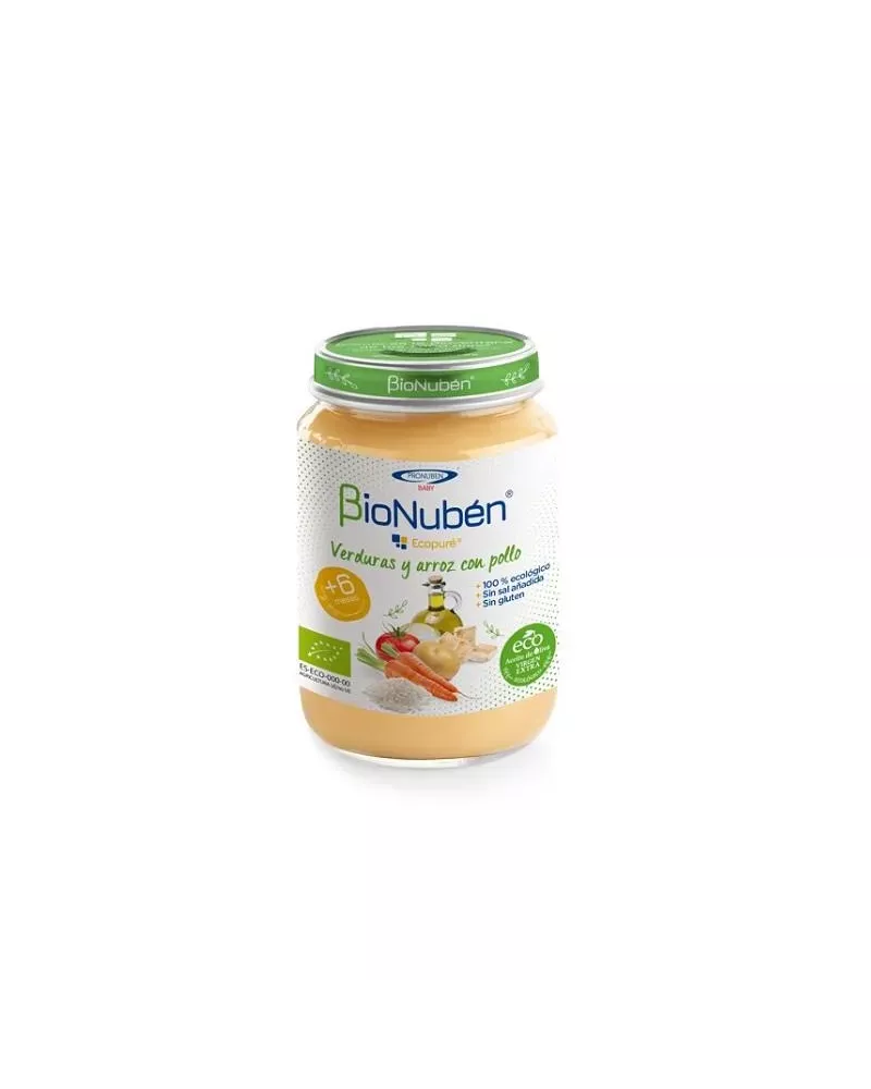 Bionubén Bionuben Ecopuré Tarrito Verduras y Arroz Con Pollo 6m 250g