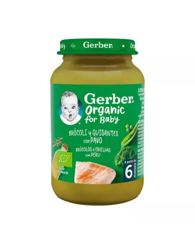Gerber Bio Purée De Brocoli Et Pois Avec Dinde 190g
