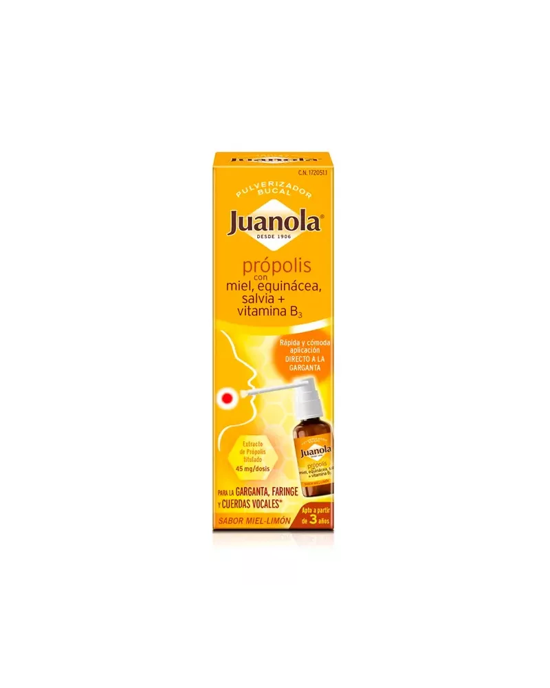 Juanola Propolis with Honey, Echinacea, Sage+ Vitamin B3 Oral Spray 30ml