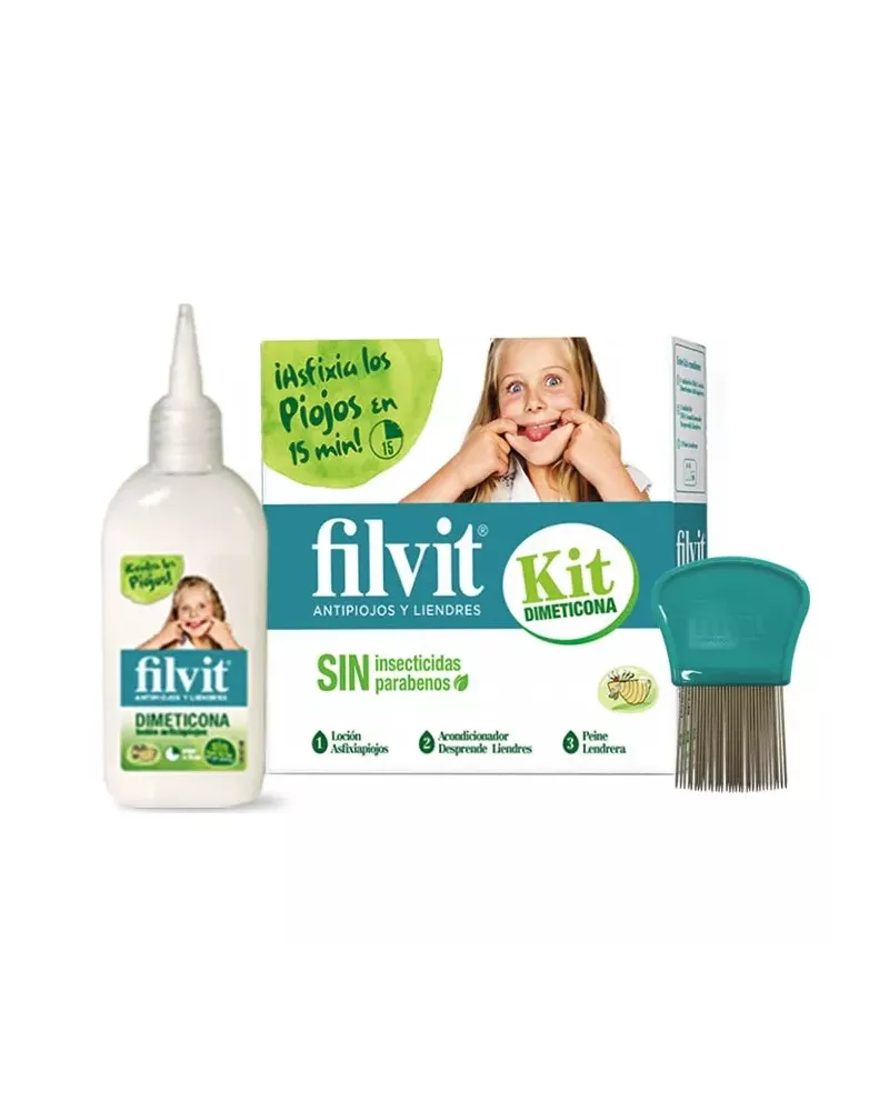 Filvit Dimeticona Anti Poux Lotion 125ml Coffret 3 Produits