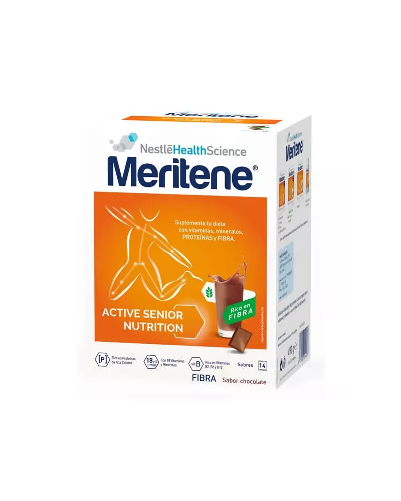 Meritene Active Senior Nutrition Batido Sabor Chocolate Rico En Fibra 14 Sobres