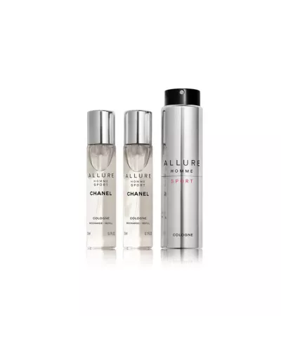 Chanel Allure Homme Sport Set de Viaje con Spray Refillable 3 Piezas