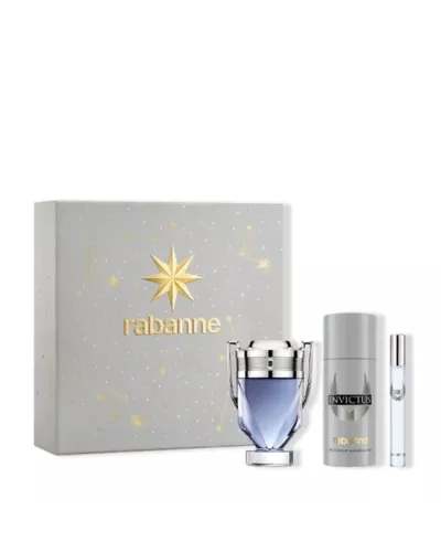 Rabanne Invictus Eau de Toilette Spray 100ml Gift Set with 3 Items